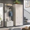 Kai - Combinaison de vestiaires (L/H/P : 215x190x35 cm) en mélaminé beige sable et embouti mat beige sable