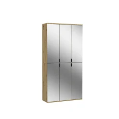 Kai - Combinaison de vestiaires (L/H/P : 91x193x34 cm) en imitation chêne Artisan et verre miroir