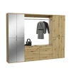 Kai - Combinaison de vestiaires (L/H/P : 243x193x34 cm) en imitation chêne Artisan / verre miroir
