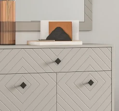 Kai - Combinaison de vestiaires (L/H/P : 250x190x35 cm) en mélaminé beige sable et embouti mat beige sable