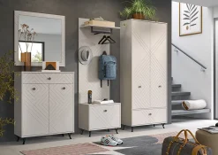 Kai - Combinaison de vestiaires (L/H/P : 250x190x35 cm) en mélaminé beige sable et embouti mat beige sable