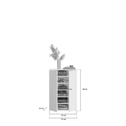 Kai - Combinaison de vestiaires (L/H/P : 122x99x34 cm) en imitation blanc et blanc brillant