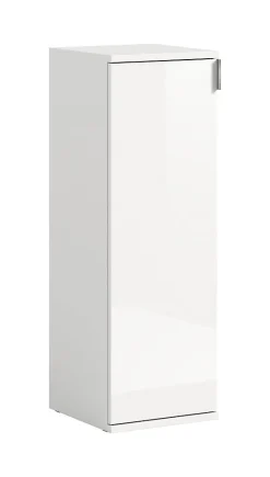 Kai - Commode (L/H/P : 30x99x34 cm) en imitation blanc et blanc brillant