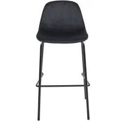 KANPE - Ensemble Table de Bar avec Etagères + 2 Tabourets Velours Côtelé Noir Konae