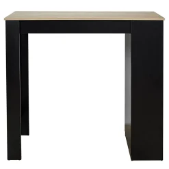 KANPE - Ensemble Table de Bar avec Etagères + 2 Tabourets Velours Côtelé Noir Konae