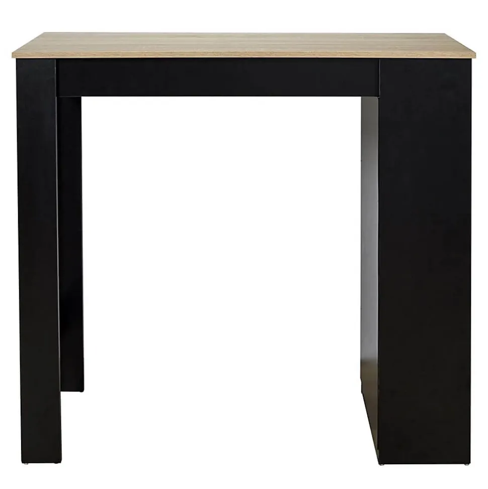 KANPE - Ensemble Table de Bar avec Etagères + 2 Tabourets Velours Côtelé Noir Konae