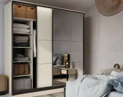Kimi - armoire - 2 portes coulissantes - led et miroir inclus - 220x221 cm - Best Mobilier