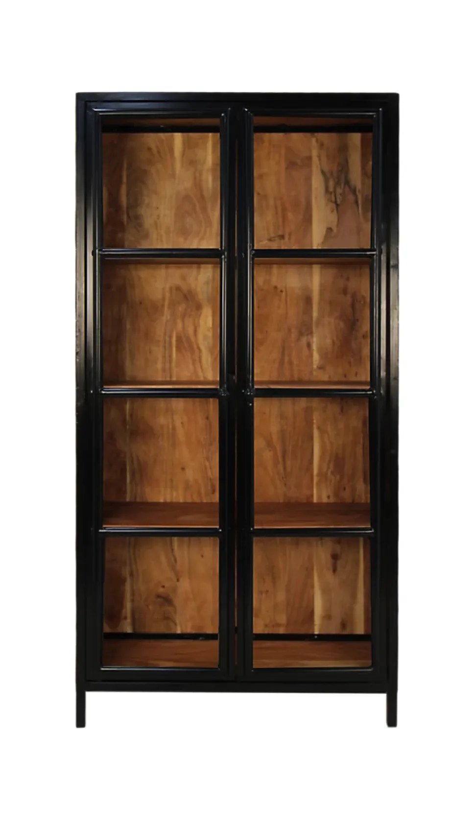 Kingston - Vitrine - acacia, fer et verre - 90 x 40 x 185 cm
