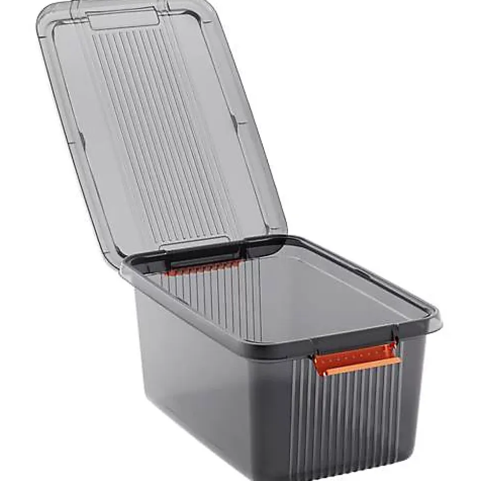 KIS 237490 Boîte de rangement empilable K Latch 14 L, gris fumé translucide, 390 x 180 x 290 mm