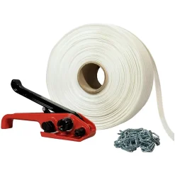 Kit 1 Feuillard de cerclage tressé 16 mm x 850 m + 250 boucles OFFERTES + 1 tendeur - Résistance 450kg - TECPLAST KFT1