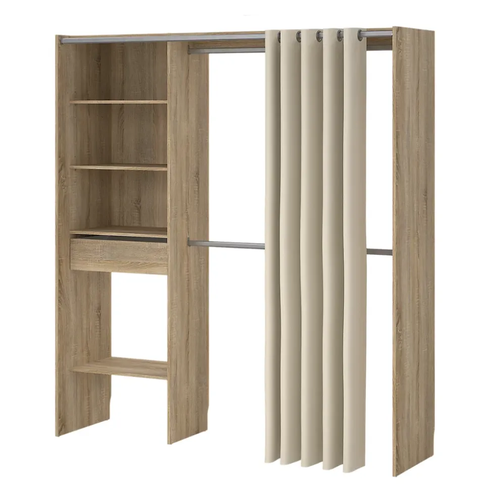 Kit dressing 1 colonne Astell effet chêne H. 200,4 x L. 181,5 x P. 50,25 cm