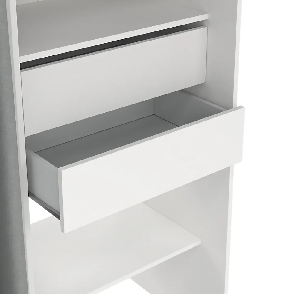 Kit dressing 1 colonne miroir blanc avec rideau Tvilum H. 200,4 x L. 200 x P. 52,1 cm