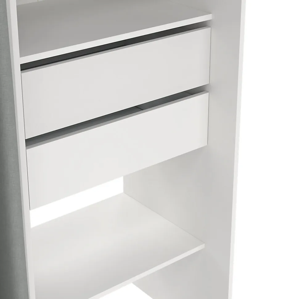 Kit dressing 1 colonne miroir blanc avec rideau Tvilum H. 200,4 x L. 200 x P. 52,1 cm