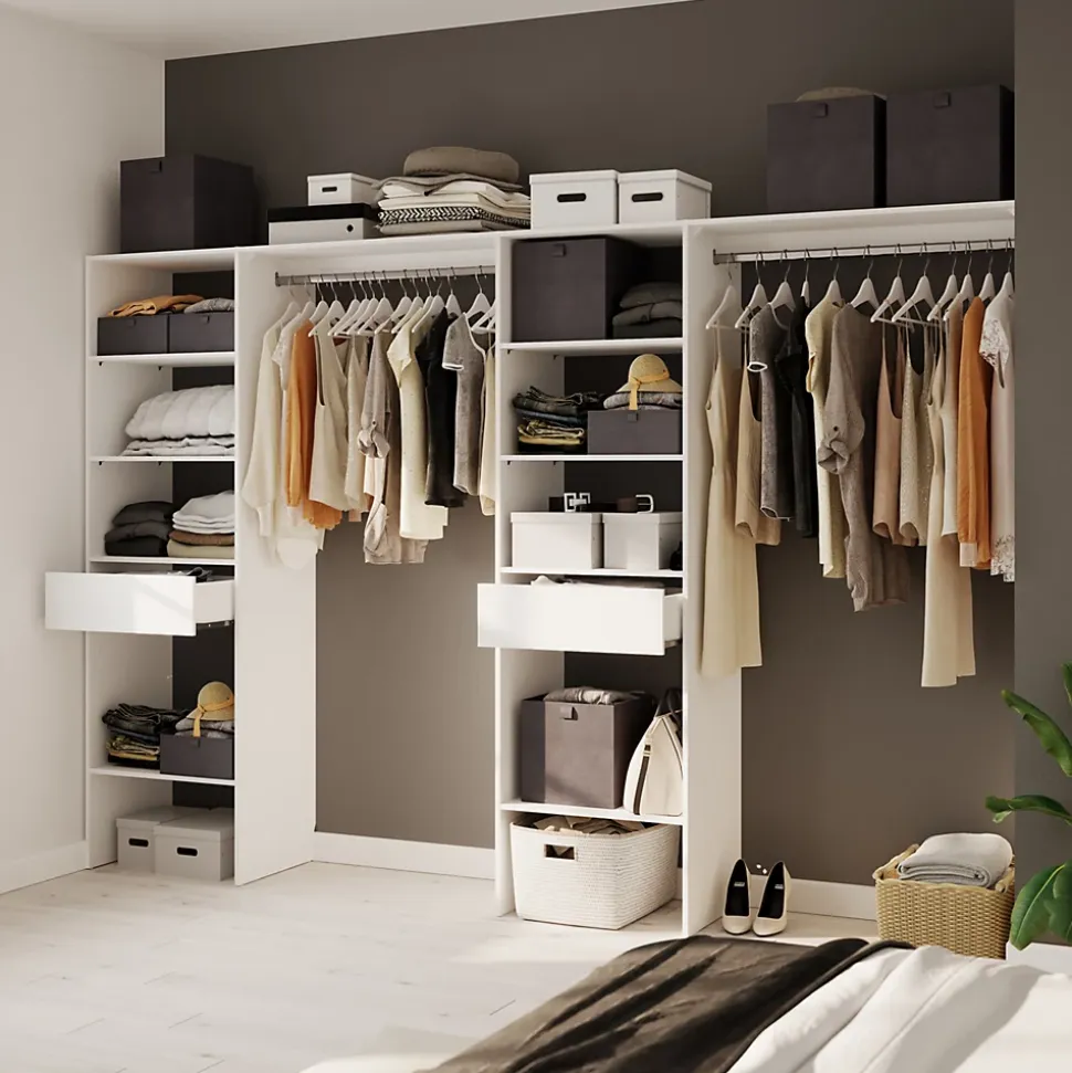 Kit dressing 1 colonne réversible avec tiroir coloris blanc Nyssa H. 200 x L. 150 x P. 45 cm