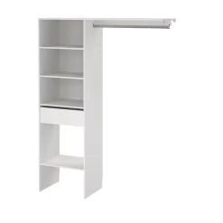 Kit dressing 1 colonne réversible avec tiroir coloris blanc Nyssa H. 200 x L. 150 x P. 45 cm