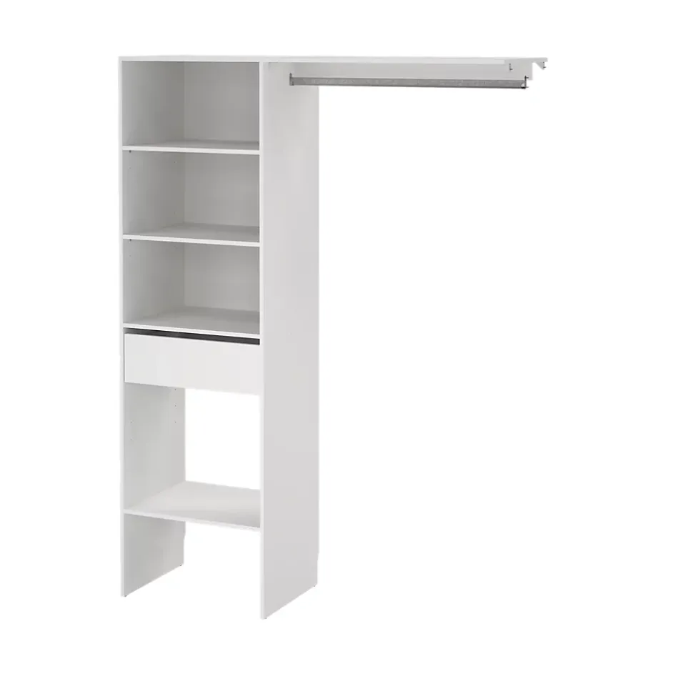 Kit dressing 1 colonne réversible avec tiroir coloris blanc Nyssa H. 200 x L. 150 x P. 45 cm