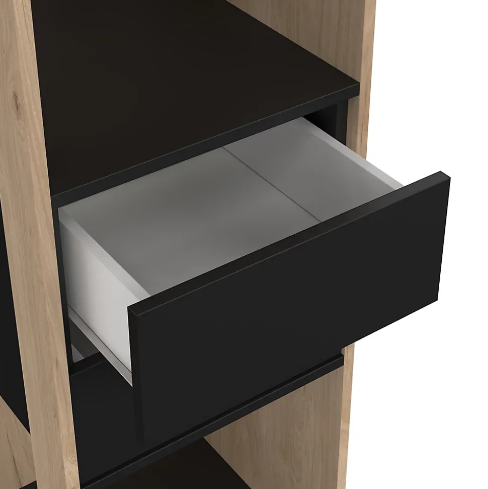 Kit dressing 2 colonnes, 4 tiroirs Naro décor chêne et noir L. 180,2 x H. 197,5 x P. 40,5 cm