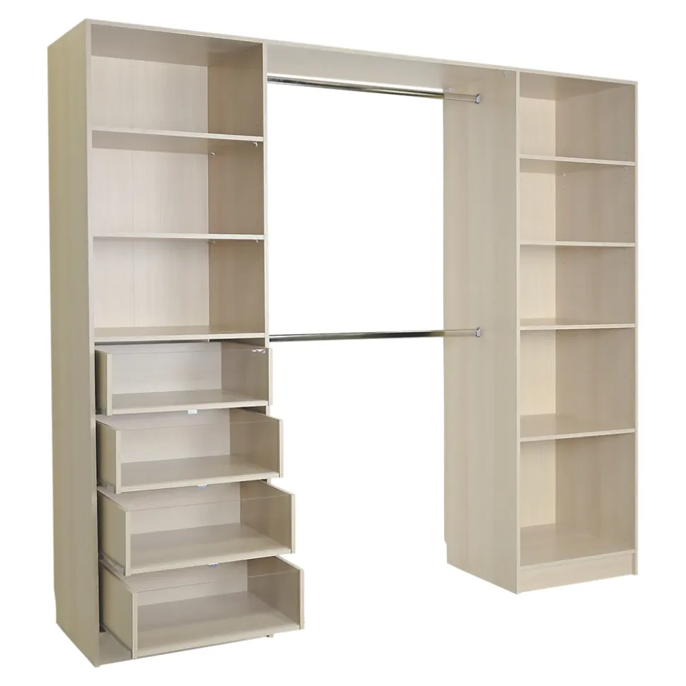 Kit dressing 2 colonnes 4 tiroirs effet chêne clair l. 218 x H. 200 x P. 50 cm Qazar
