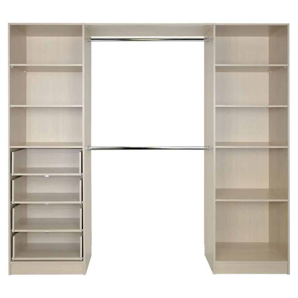 Kit dressing 2 colonnes 4 tiroirs effet chêne clair l. 218 x H. 200 x P. 50 cm Qazar