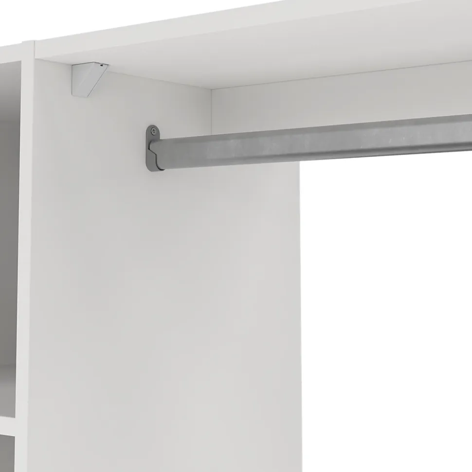 Kit dressing 2 colonnes avec tiroirs et 2 barres penderie blanc H.200 x L.180 cm