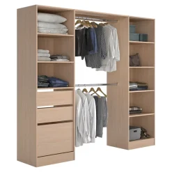 Kit dressing 2 colonnes Isha décor chêne H. 200 cm x L. 220 cm x P. 48,2 cm
