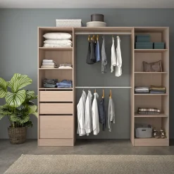 Kit dressing 2 colonnes Isha décor chêne H. 200 cm x L. 220 cm x P. 48,2 cm