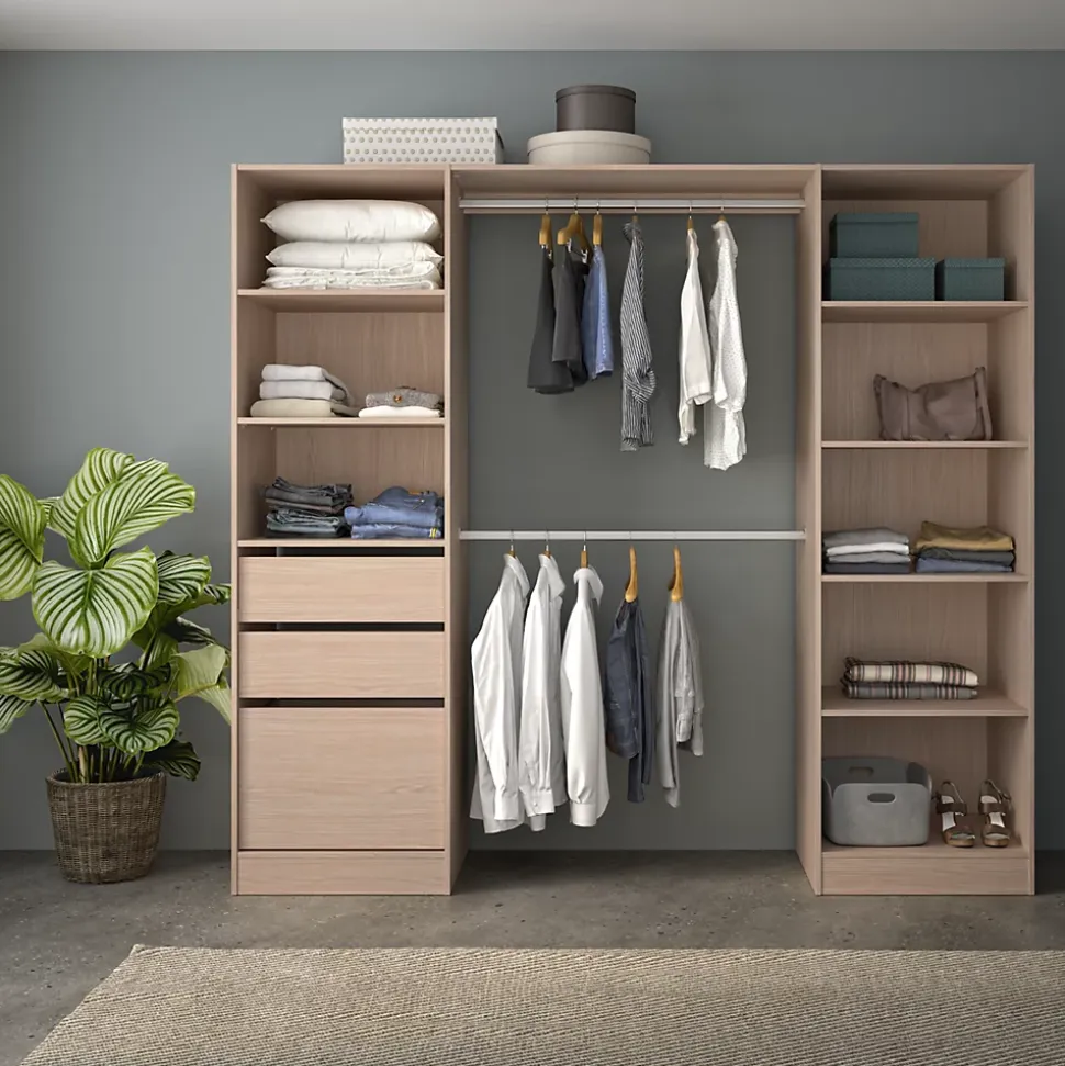 Kit dressing 2 colonnes Isha décor chêne H. 200 cm x L. 220 cm x P. 48,2 cm