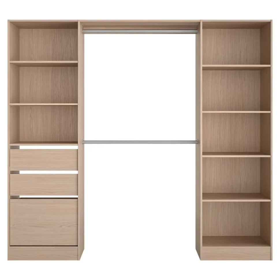 Kit dressing 2 colonnes Isha décor chêne H. 200 cm x L. 220 cm x P. 48,2 cm