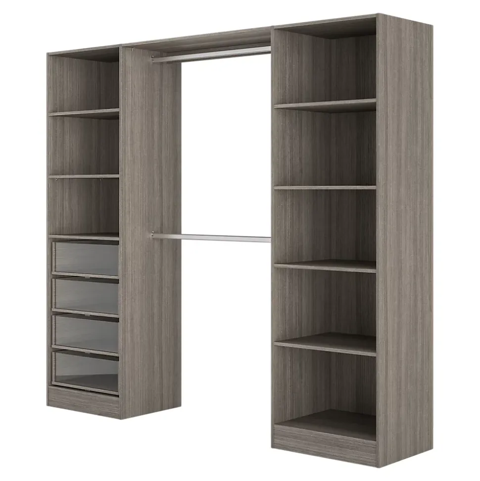 Kit dressing 2 colonnes Qazar décor chêne grisé H.200 cm x L.220 cm x P.48 cm