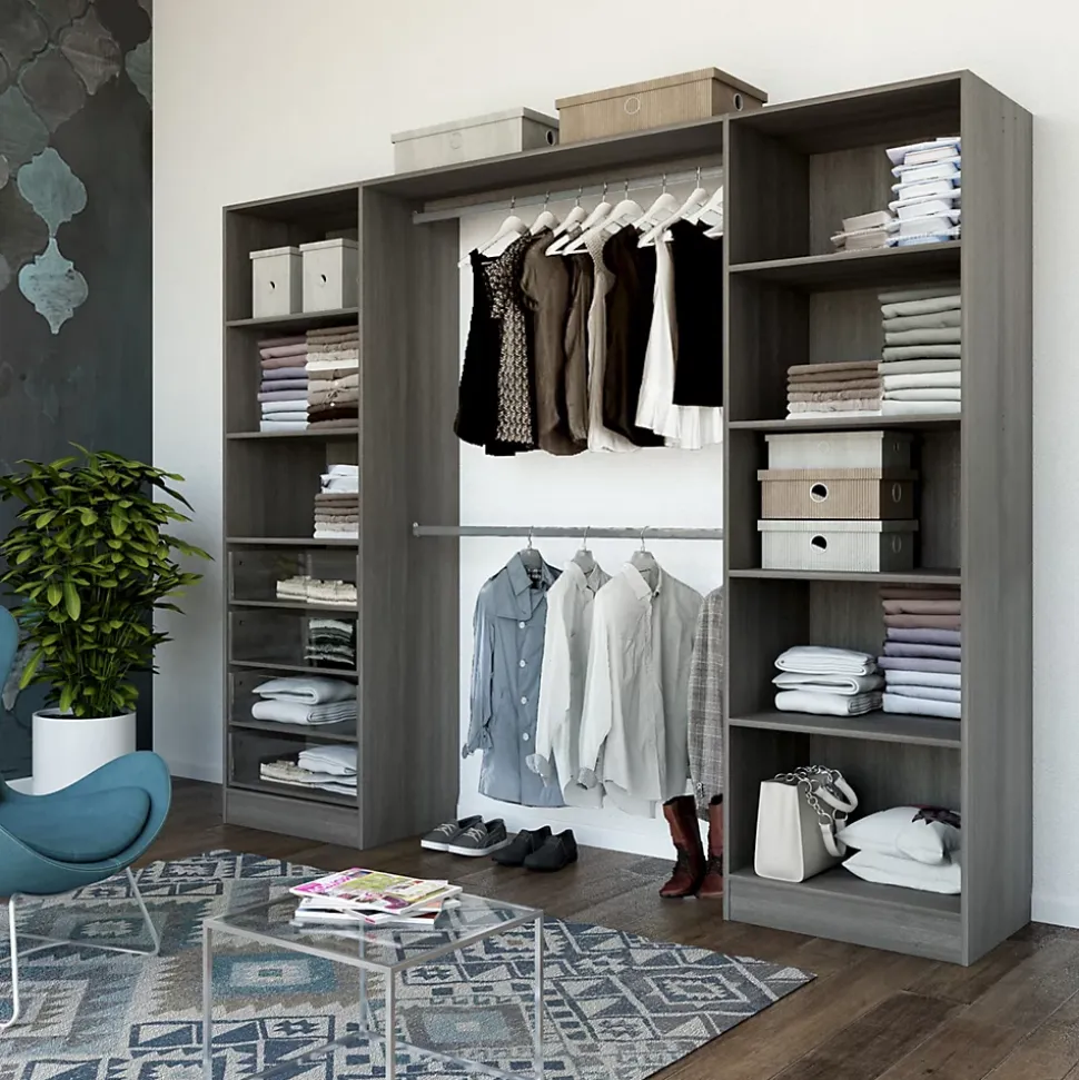 Kit dressing 2 colonnes Qazar décor chêne grisé H.200 cm x L.220 cm x P.48 cm