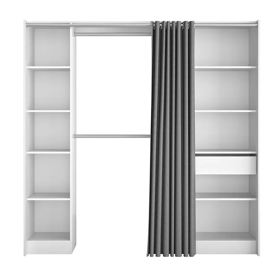 Kit dressing 2 colonnes réversibles avec rideau Eklips II coloris blanc H. 200 x L. 200 x P. 48 cm
