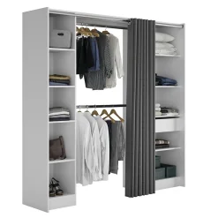 Kit dressing 2 colonnes réversibles avec rideau Eklips II coloris blanc H. 200 x L. 200 x P. 48 cm