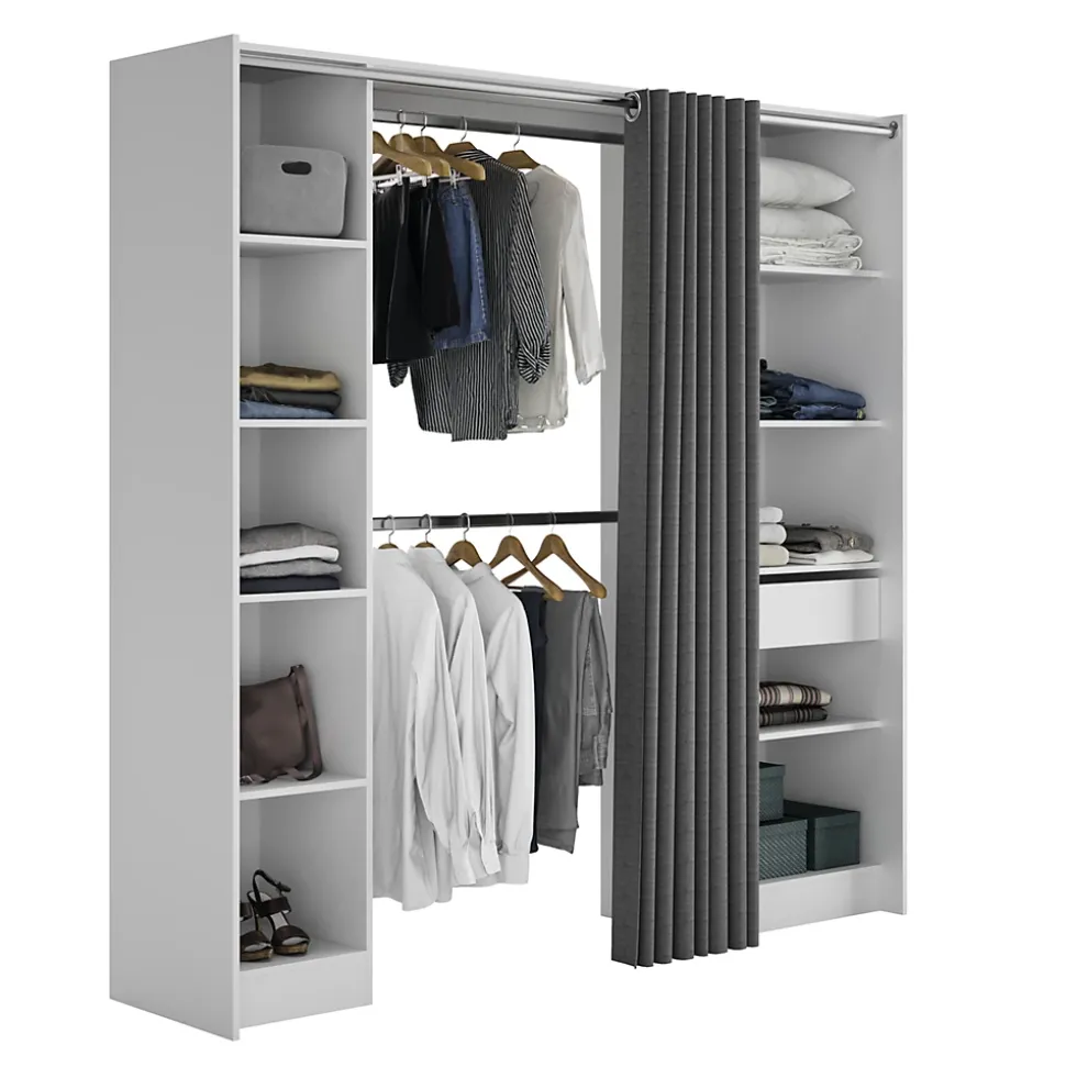 Kit dressing 2 colonnes réversibles avec rideau Eklips II coloris blanc H. 200 x L. 200 x P. 48 cm
