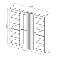Kit dressing 2 colonnes réversibles avec 2 tiroirs effet chêne Balsam H. 220 x L. 220 x P. 48 cm