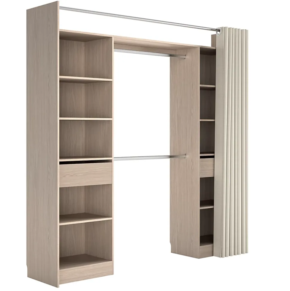 Kit dressing 2 colonnes réversibles avec 2 tiroirs effet chêne Balsam H. 220 x L. 220 x P. 48 cm