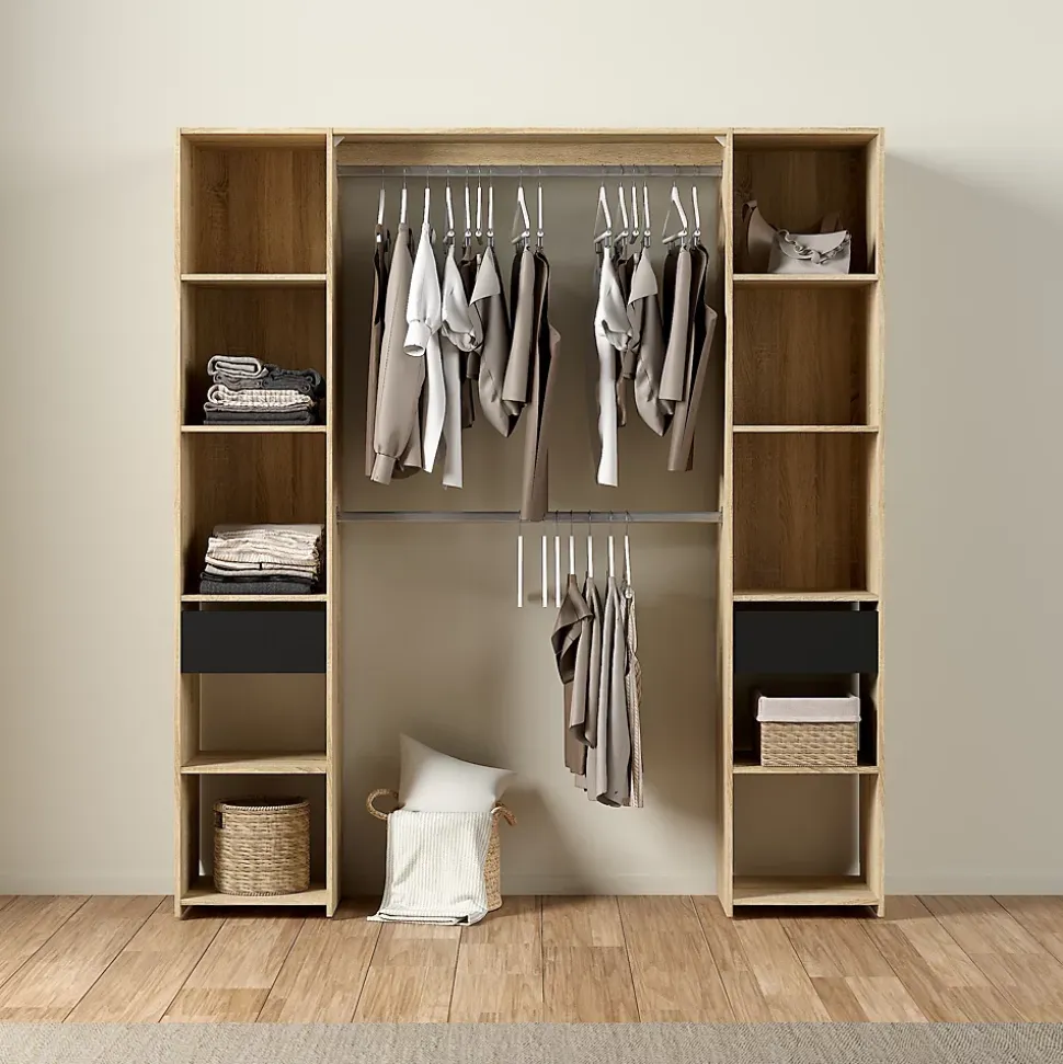 Kit dressing 2 colonnes Sonoma décor chêne H.200 x L.180 x P.40 cm