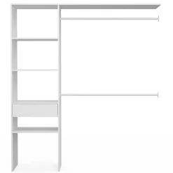 Kit dressing MELINE 160 x 40 x 180 cm blanc avec étagères + tiroir + double penderie