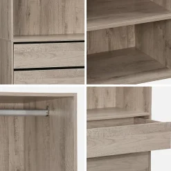Kit dressing modulable 3 éléments MODULO. naturel. 200 x 45 x 180 cm