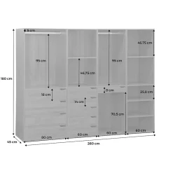 Kit dressing modulable avec 4 éléments. naturel. panneaux stratifiés
