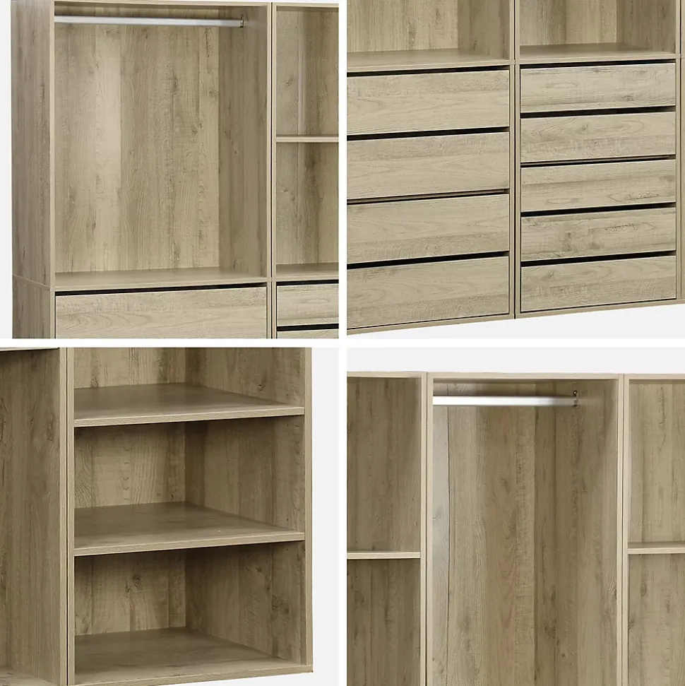 Kit dressing modulable avec 4 éléments. naturel. panneaux stratifiés