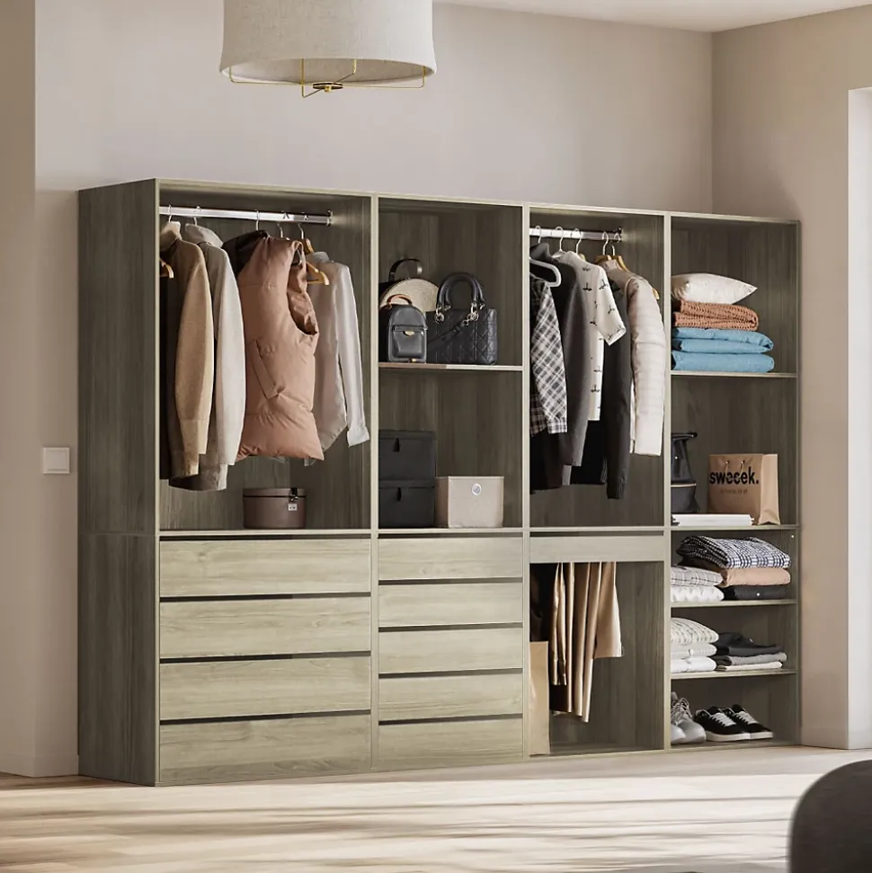 Kit dressing modulable avec 4 éléments. naturel. panneaux stratifiés