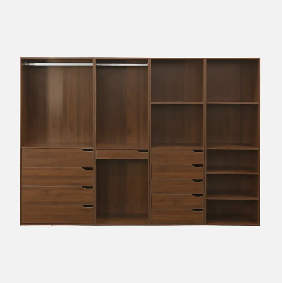 Kit dressing modulable avec 4 éléments. noyer. panneaux stratifiés