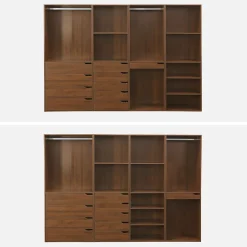 Kit dressing modulable avec 4 éléments. noyer. panneaux stratifiés