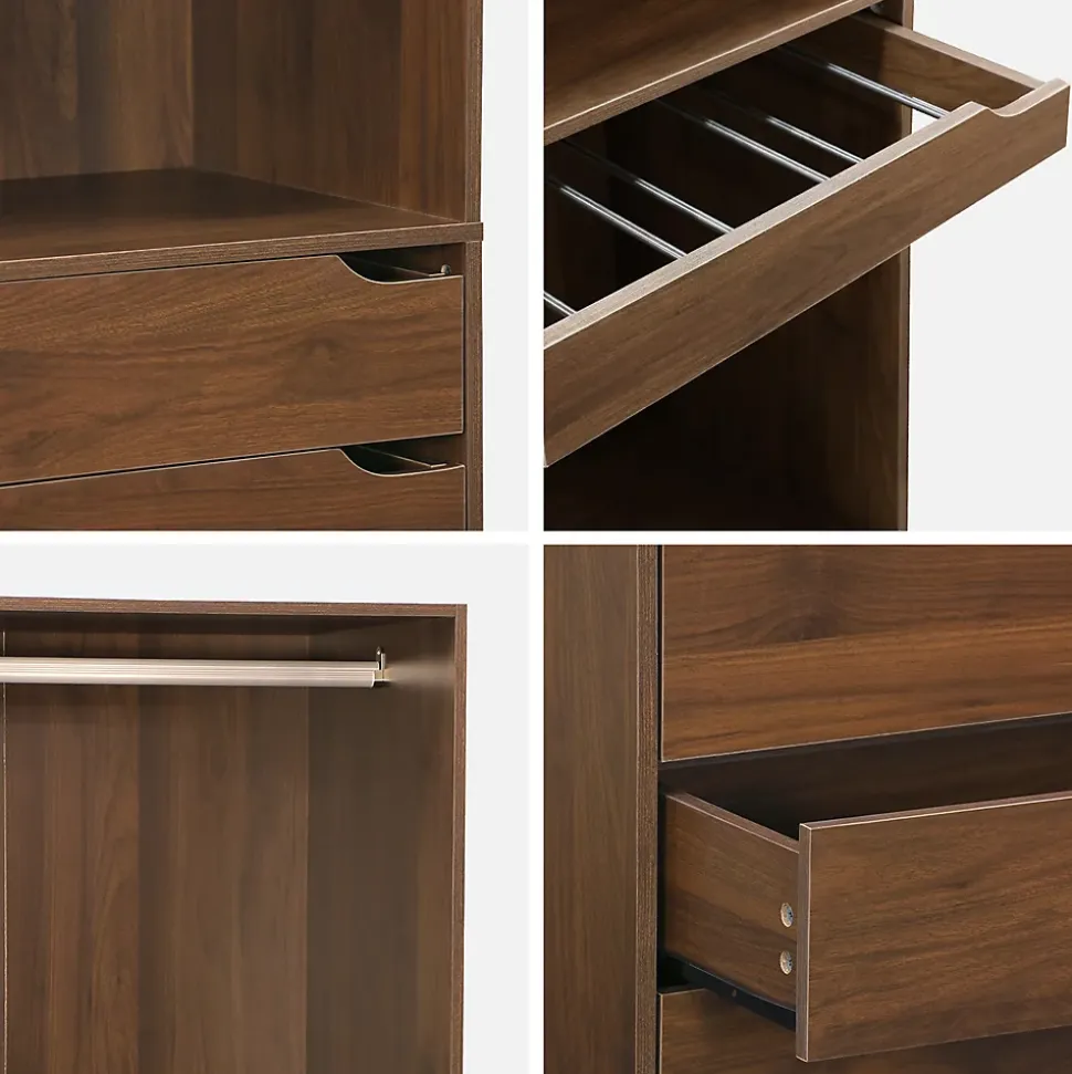 Kit dressing modulable avec 4 éléments. noyer. panneaux stratifiés