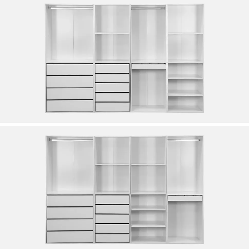 Kit dressing modulable avec 4 éléments. blanc. panneaux stratifiés
