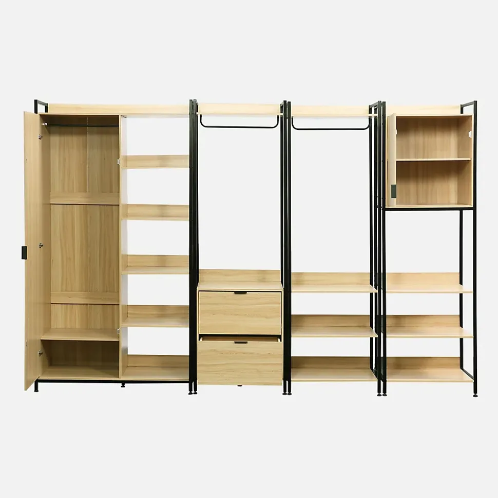 Kit dressing modulable noir avec 4 éléments. L 280 x P 48 x H 190 cm