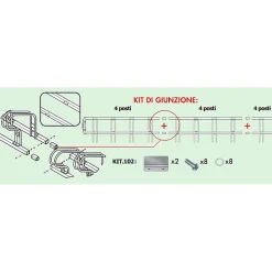 Kit jonction avec supports de fixation, pour assembler ensemble, les portes vélos compatibles.