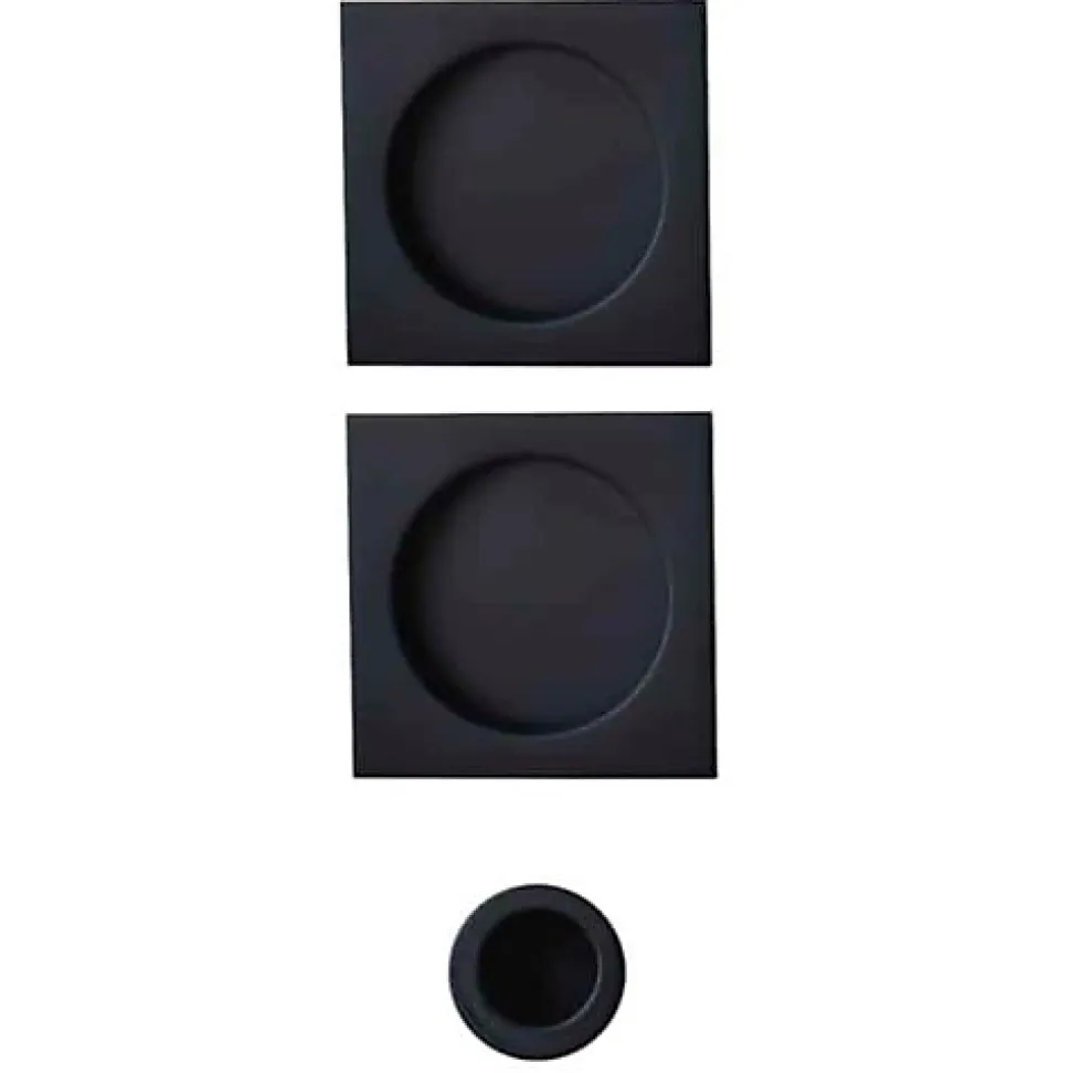 Kit pour porte coulissante bec de canne rosace carrée noire - NO021