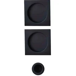 Kit pour porte coulissante bec de canne rosace carrée noire - NO021