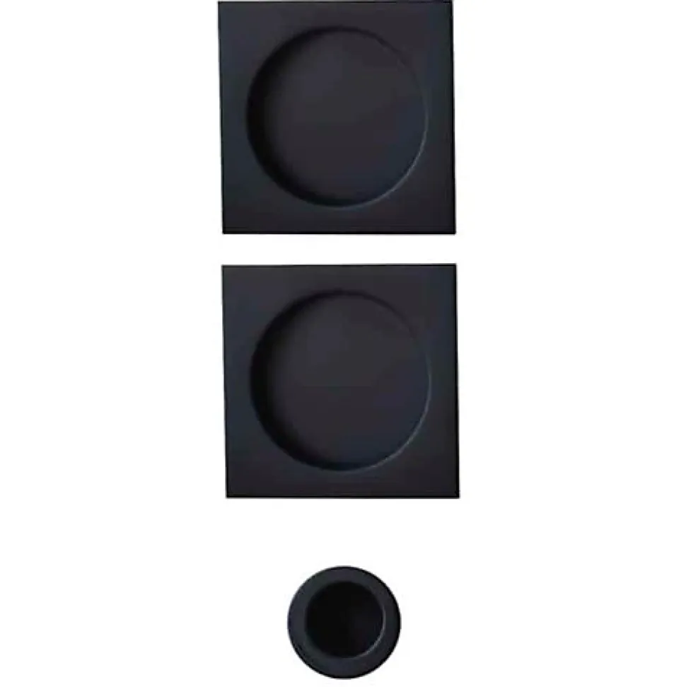 Kit pour porte coulissante bec de canne rosace carrée noire - NO021